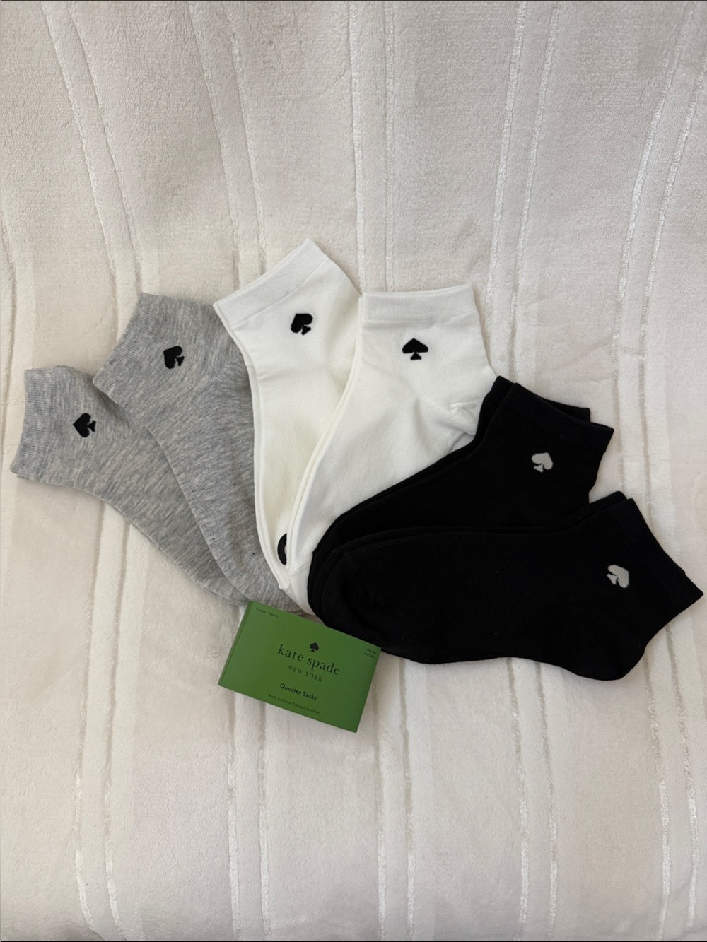 Kate Spade Women’s 6-Pairs Quarter Socks in Black, White, Gray
